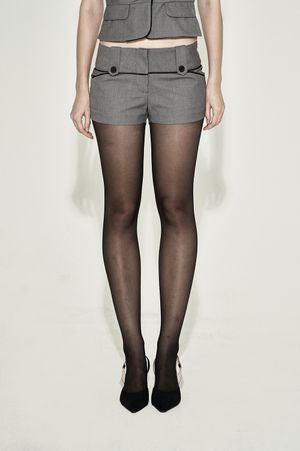 LACE TAILORED SHORTS GRAY