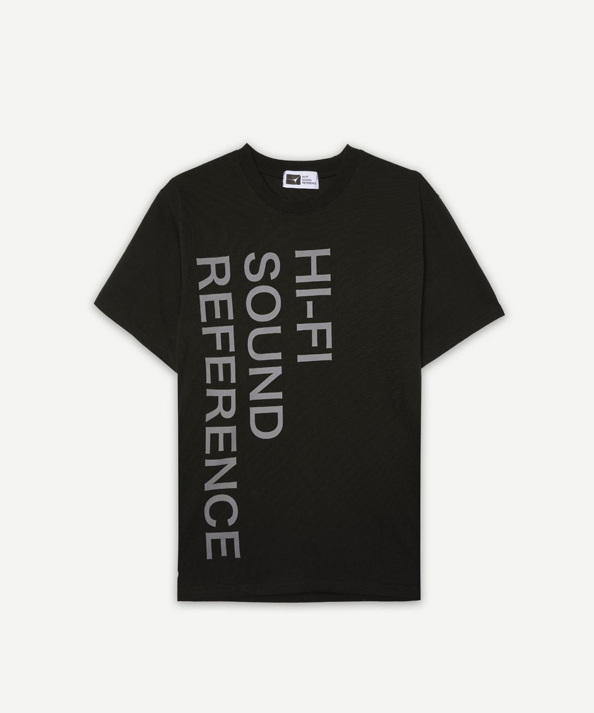 하이파이 사운드 레퍼런스(HIFI SOUND REFERENCE) 레터링 로고 티셔츠, 블랙