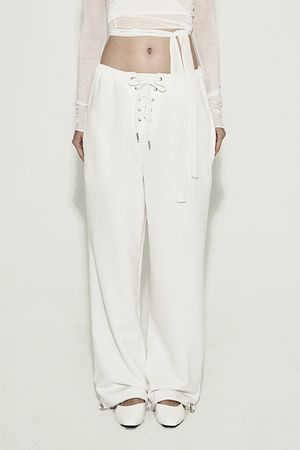 EYELET WIDE SWEATPANTS WHITE