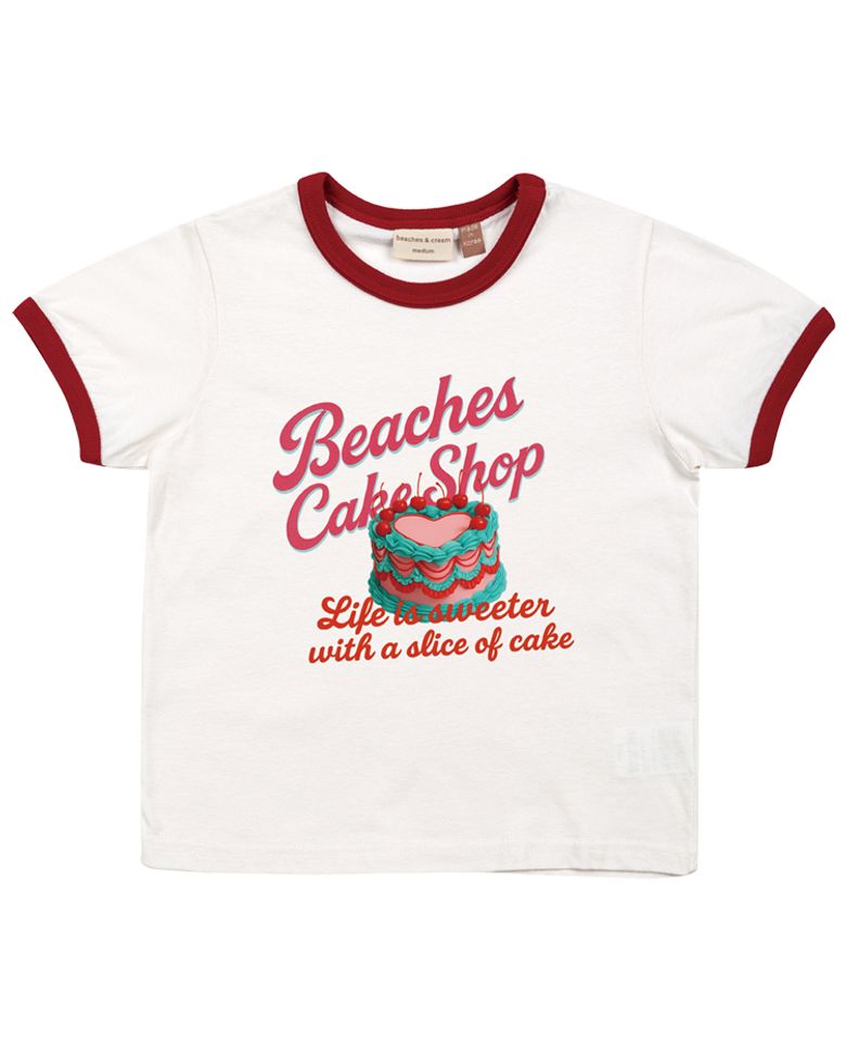 케익샵 링거 티셔츠-레드(Cakeshop ringer T-Shirt red)
