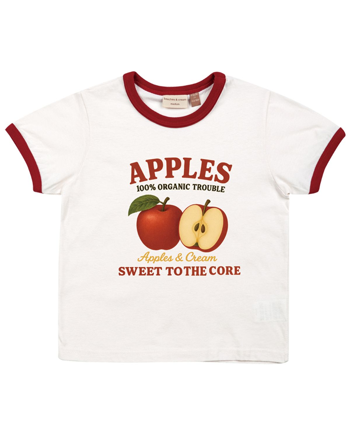 비치스앤 크림 키즈(BEACHESAND CREAM KIDS) 애플 링거 티셔츠-레드(Apple ringer T-Shirt red)