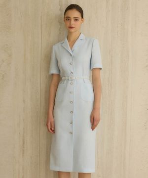 25HS 칼라120 떼루아라인 퀸롱 트위드원피스 스카이블루