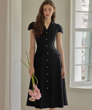 25HS 칼라121 떼루아라인 퀸프리지아 원피스 블랙