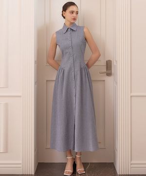 25HS 쥴리30 떼루아라인 오키드 지지미 원피스 네이비