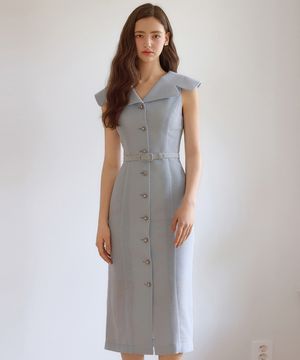 25HS 칼라124 떼루아라인 떼루아퀸 민소매 트위드원피스 스카이블루