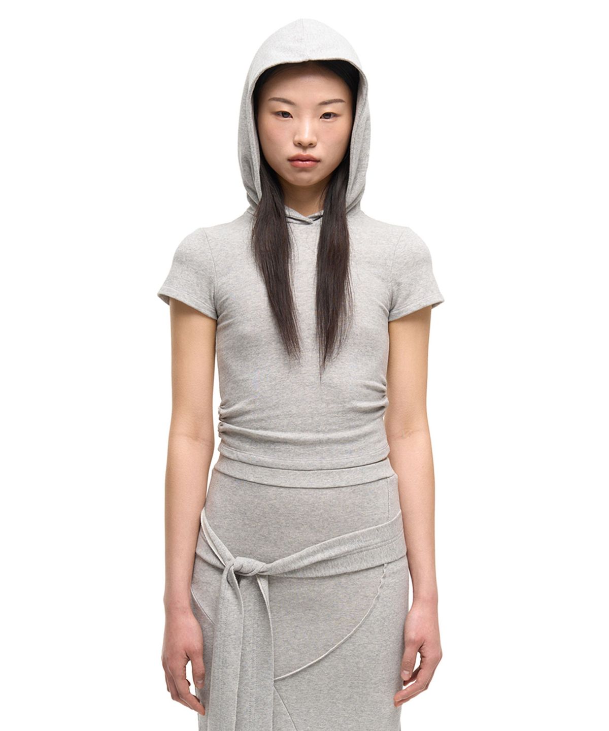 걸스걸스(GIRLSGIRLS) SHIRRING HOODIE TEE - GREY