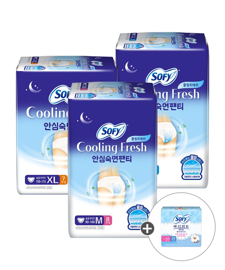 쿨링프레쉬 안심숙면팬티 입는오버나이트 x 2팩 (M/L/XL)