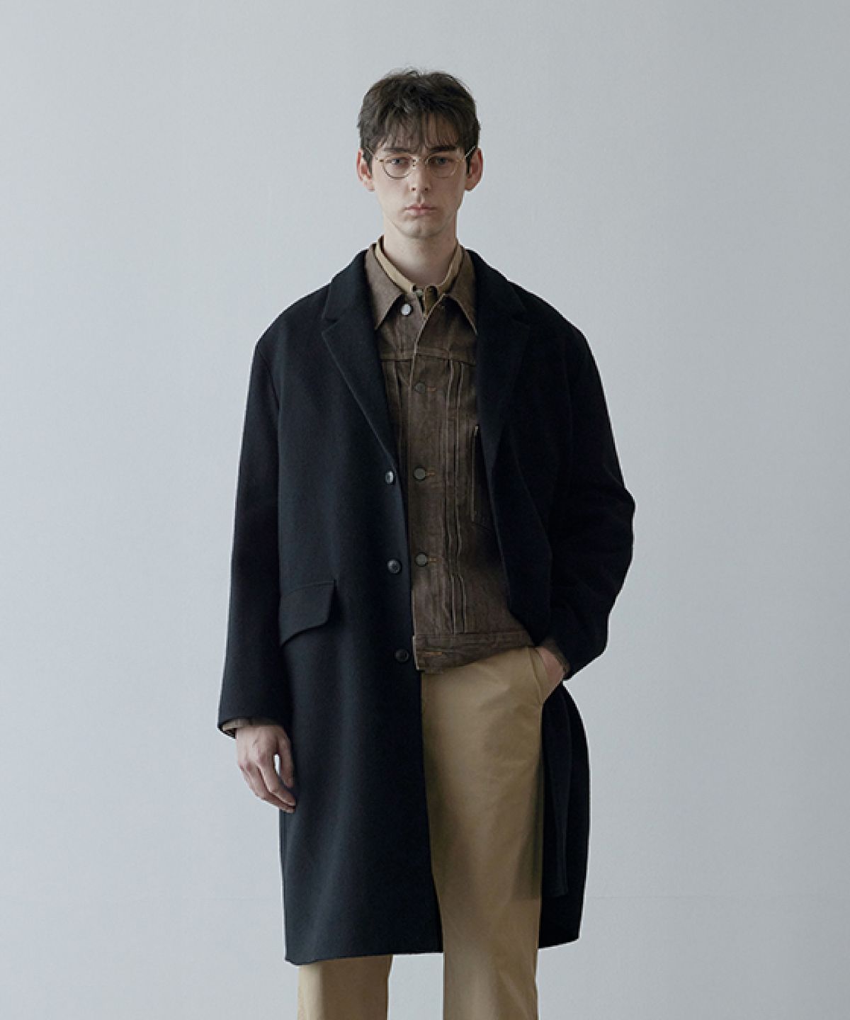리가즈(REGARDS) Pecolamb Beaver Wool Single Coat - Black