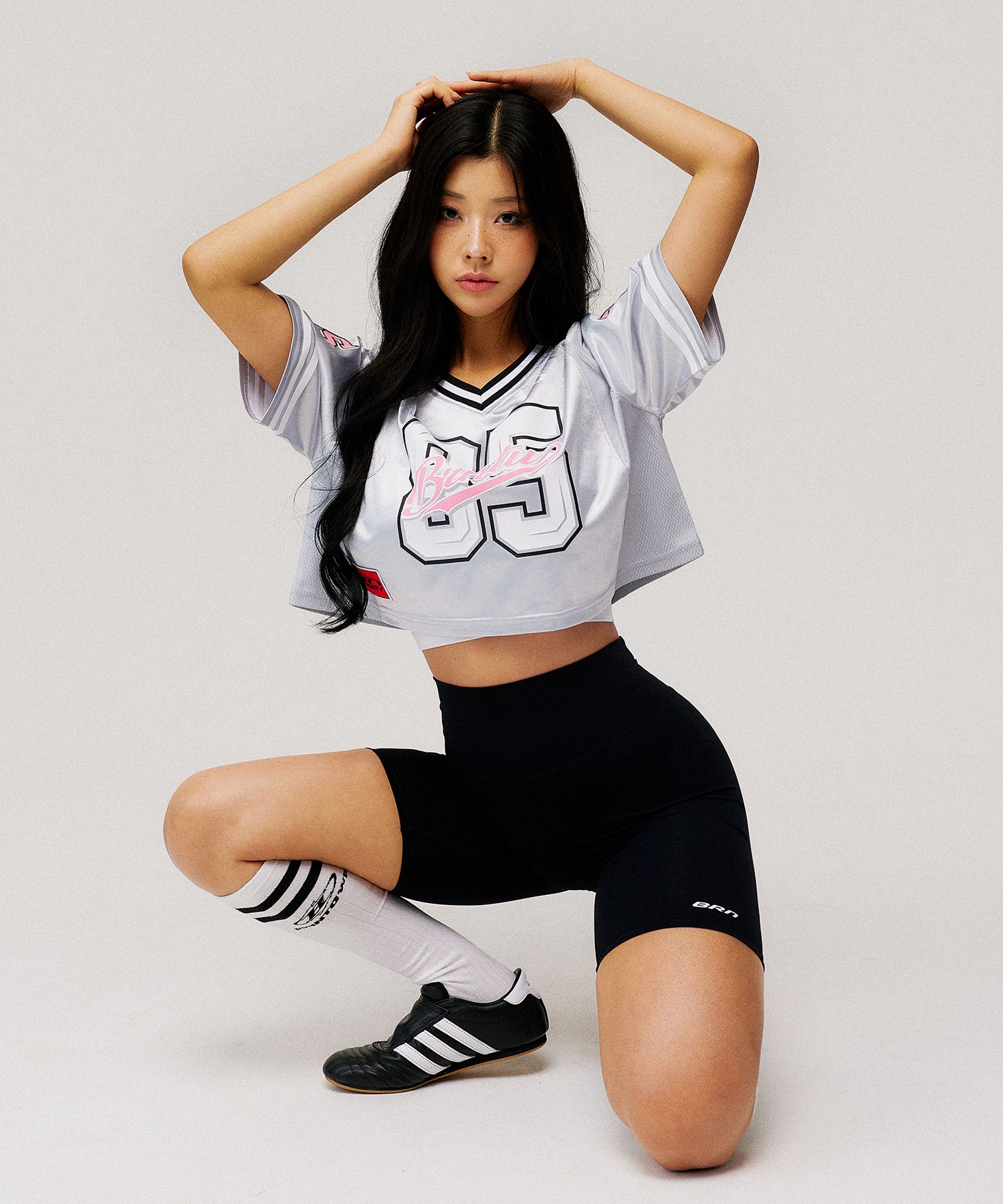 MUSINSA | BORN TO WIN W RUGBY JERSEY CROP T-SHIRTS [SILVER]