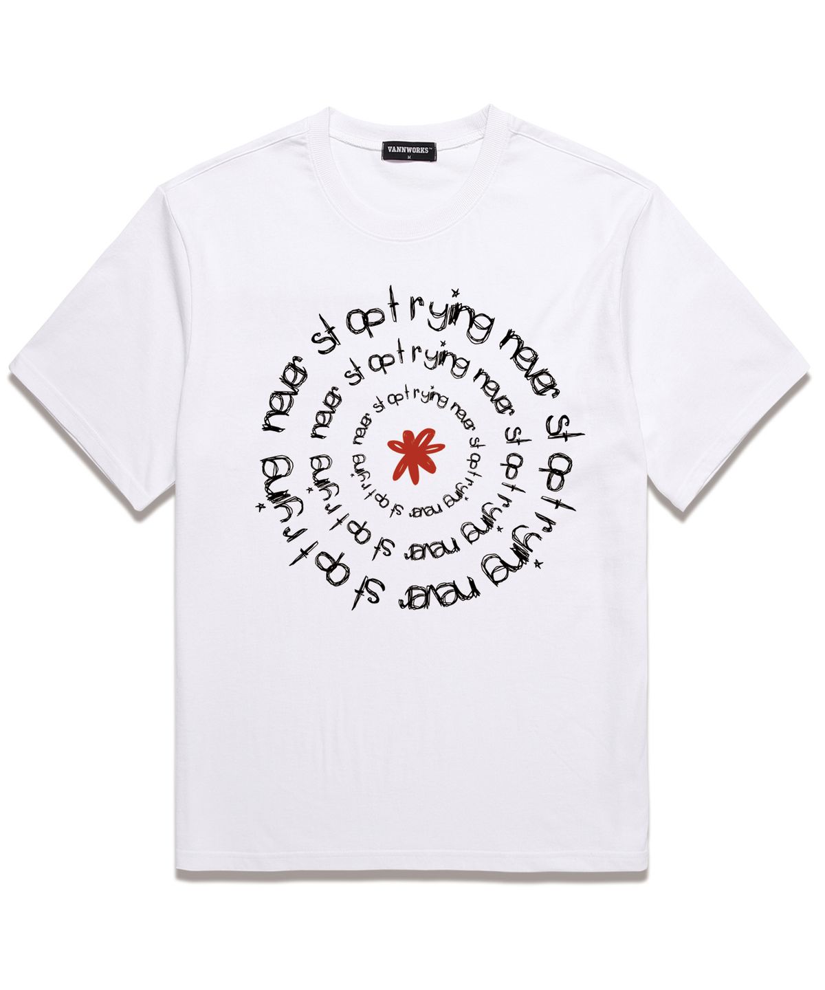 밴웍스(VANNWORKS) NEVER STOP 오버핏 반팔 티셔츠 (VS0126) 화이트