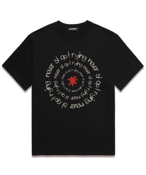 NEVER STOP 오버핏 반팔 티셔츠 (VS0126) 블랙