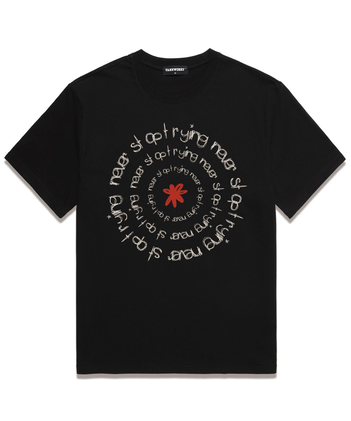 밴웍스(VANNWORKS) NEVER STOP 오버핏 반팔 티셔츠 (VS0126) 블랙
