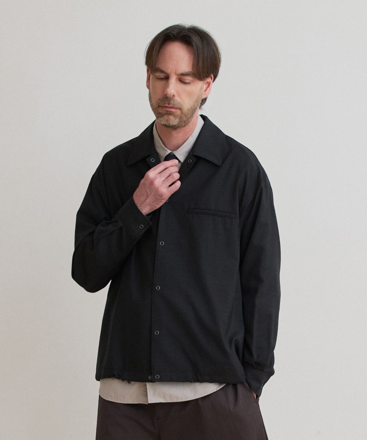 리가즈(REGARDS) Fine Wool Blouson - Charcoal