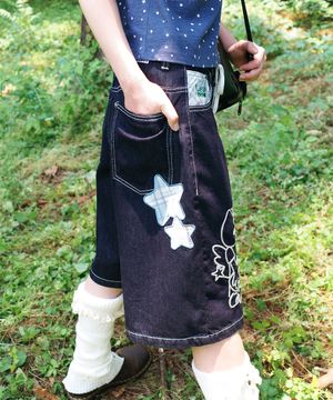 CAVISH X LELBO BROWN  W MIKAEL DENIM SHORT BLUE(CV2FMFD159C)