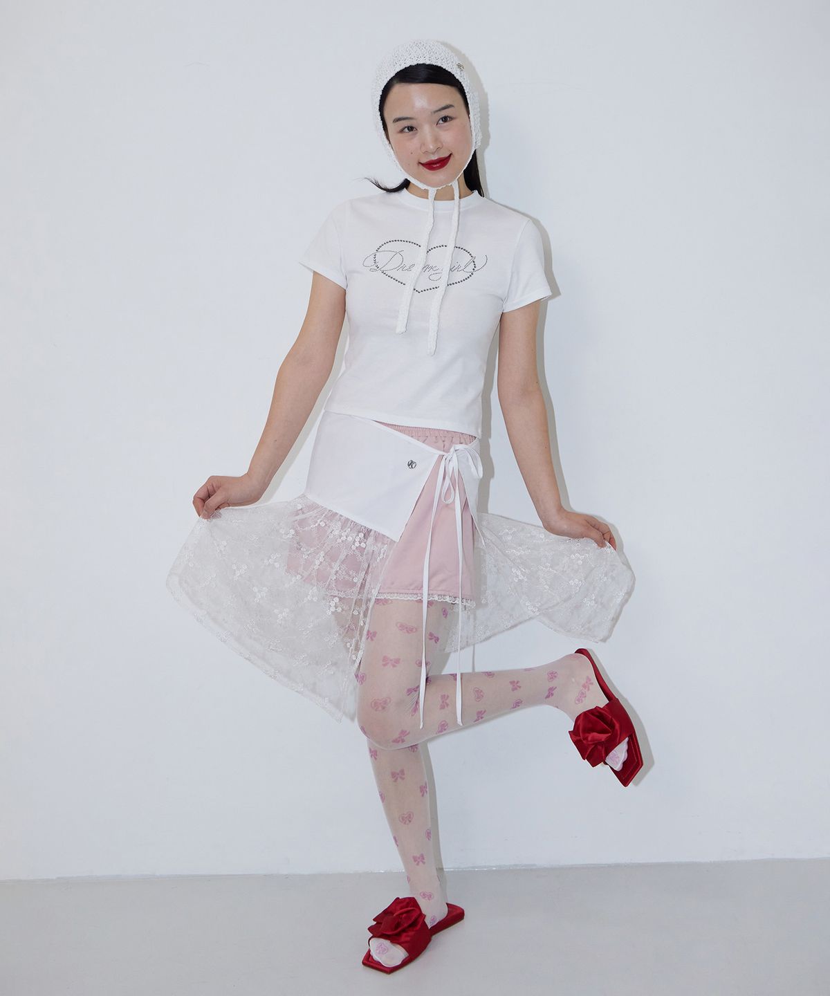 페이키(FAKIII) Poppy Lace Flare Multi Lap Skirt_WHITE