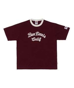 화이트라벨 스크립트 자수 티셔츠 와인