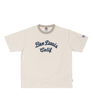 화이트라벨 스크립트 자수 티셔츠 아이보리