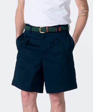 (U) 싱글 플리츠 배기 쇼츠 네이비 SINGLE-PLEAT BAGGY SHORTS NAVY