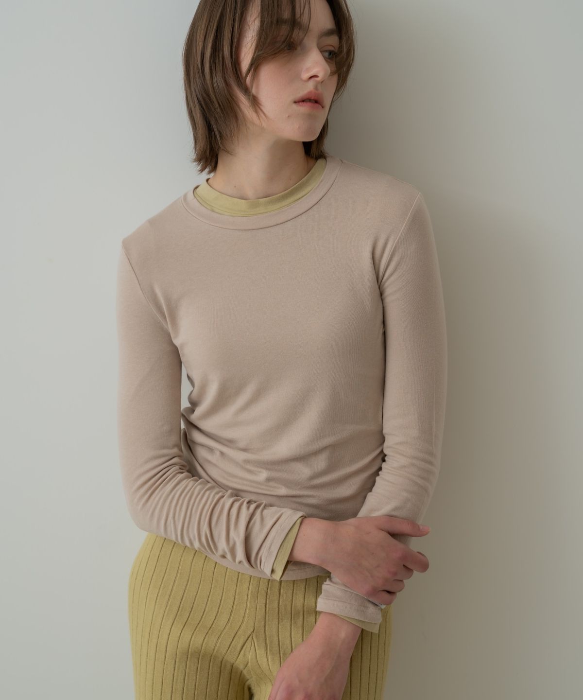 위오이(WIOE) Basic Tencel Long Sleeve_Beige