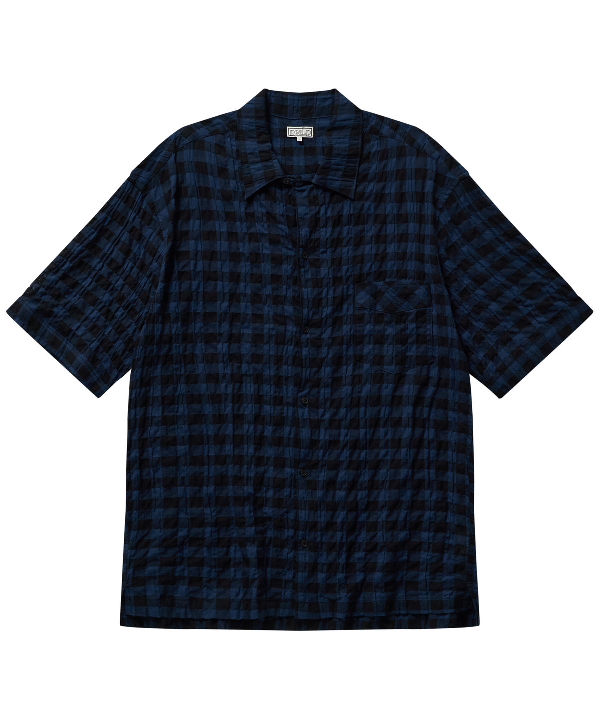 필프(PEALP) Gingham Check Cabra Half Shirts (Blue)