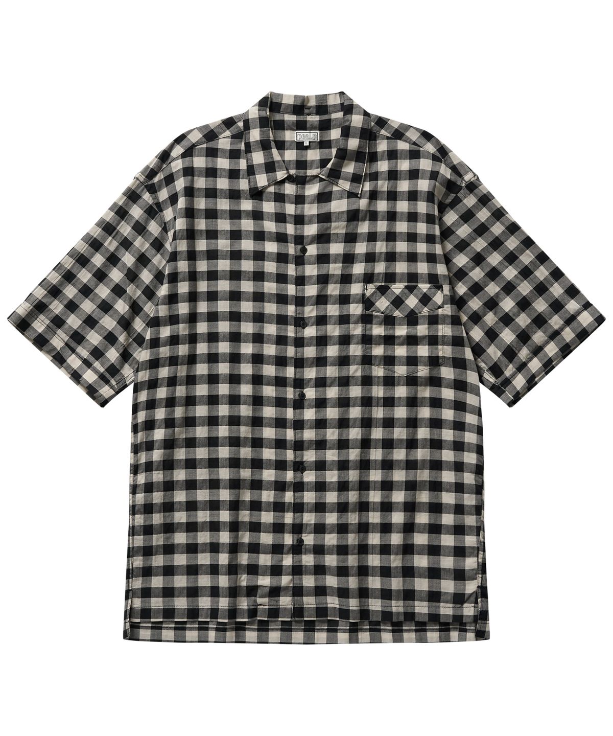 필프(PEALP) Gingham Check Cabra Half Shirts (Black)