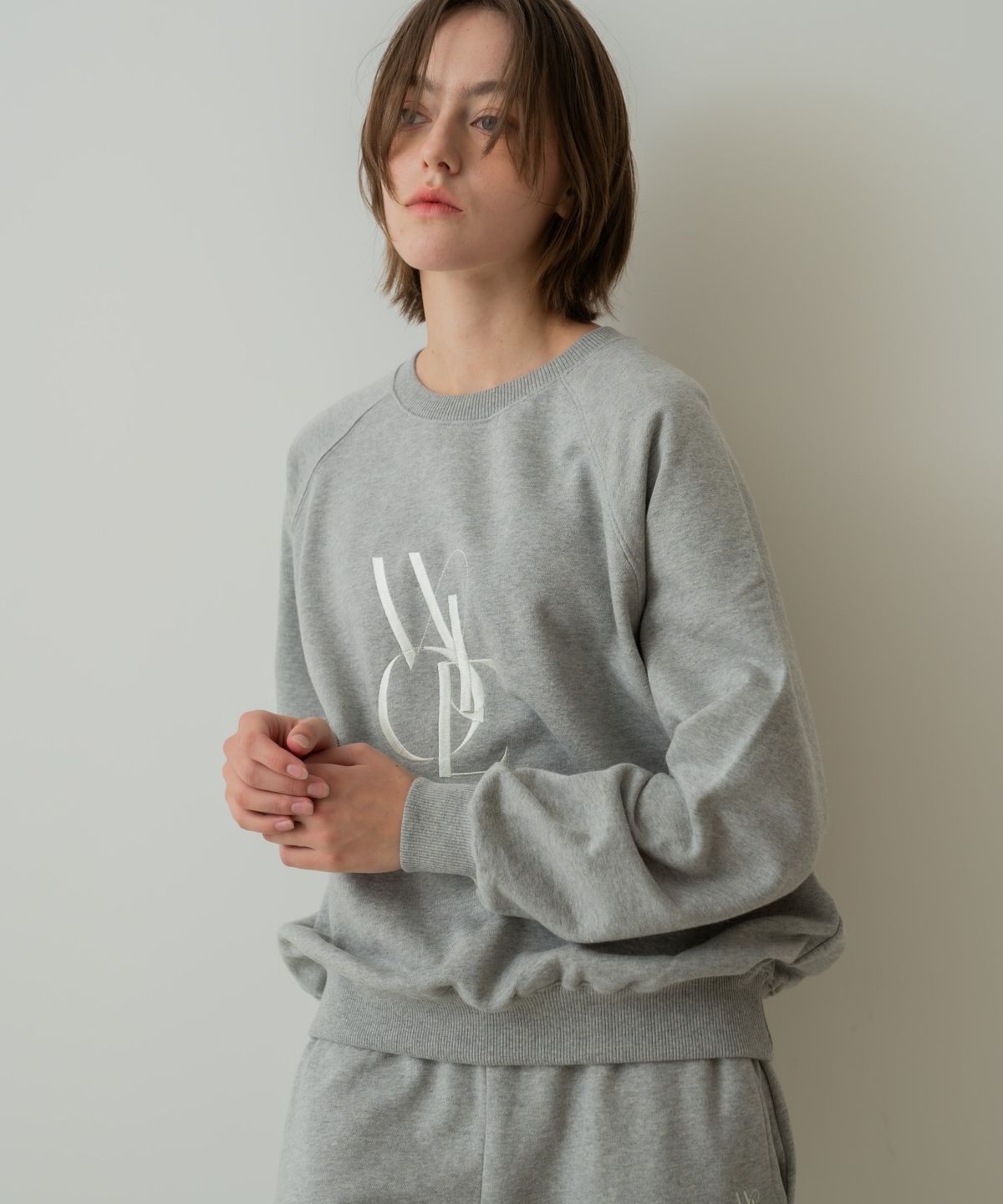 위오이(WIOE) Wioe Logo Sweatshirt_Melange Grey
