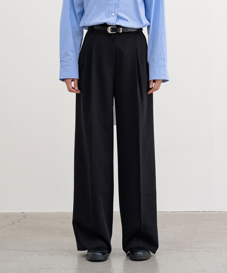 Moment Classic Pintuck Wide Pants - Black