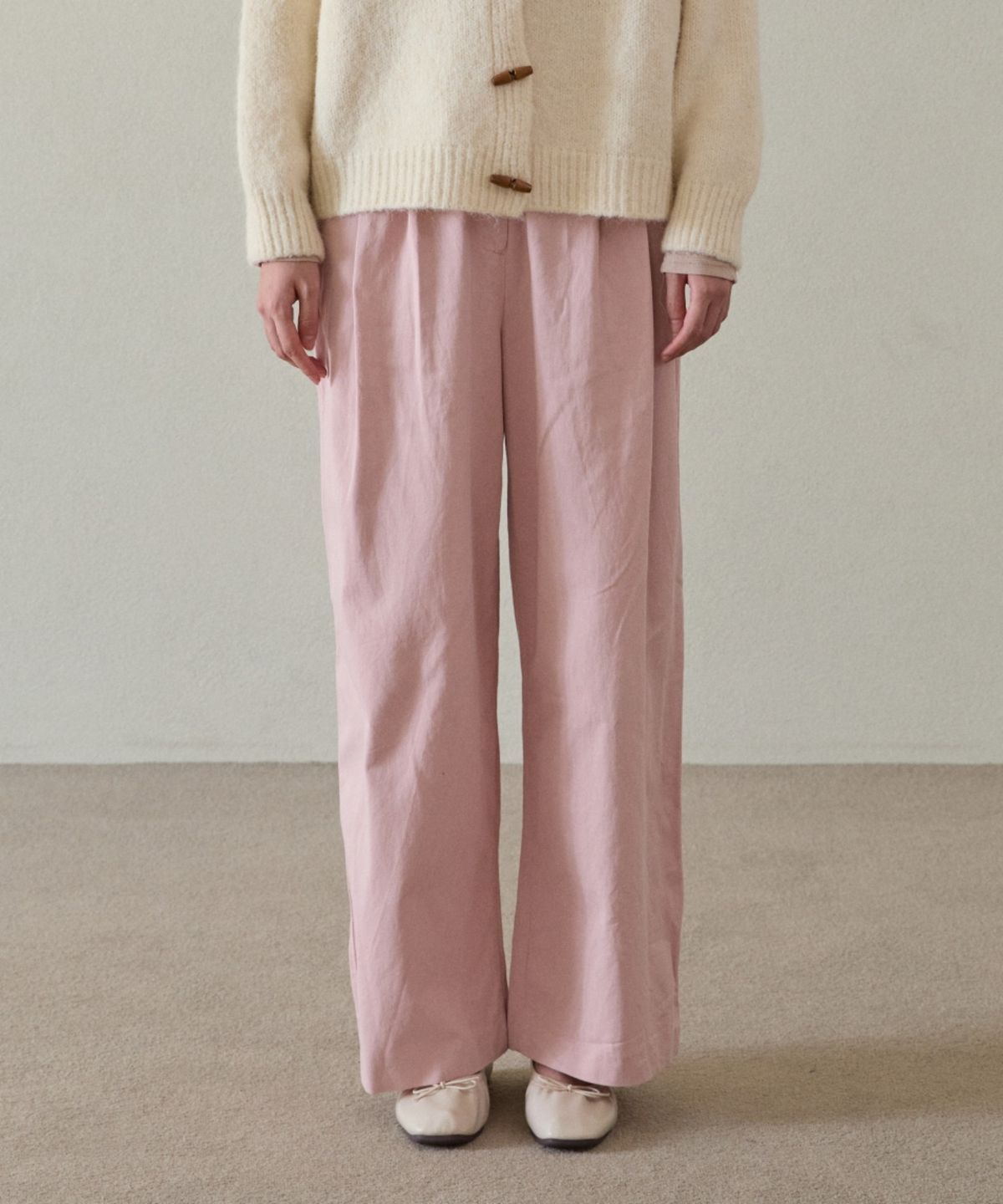 위오이(WIOE) Pintuck Cotton Wide Pants_Pink