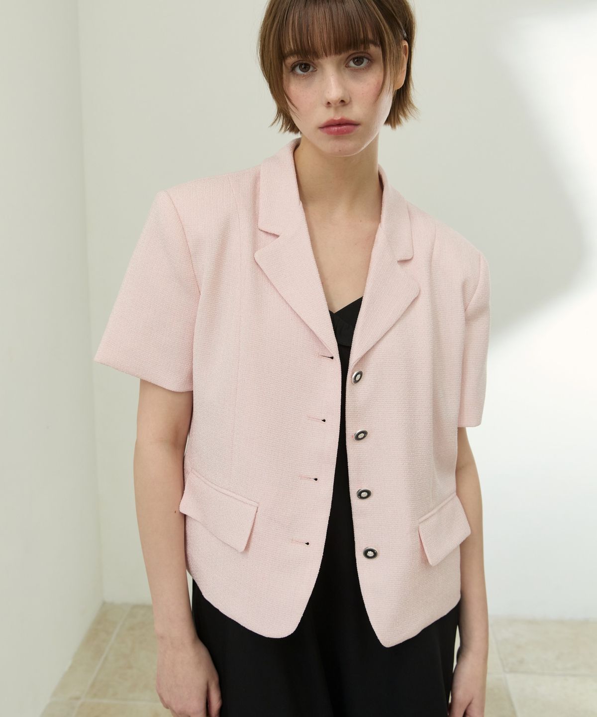 위오이(WIOE) Lausanne Tweed Jacket_Pink