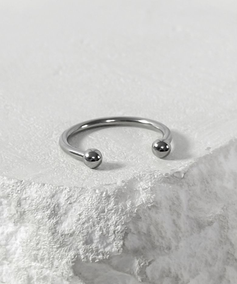 ss-피어싱 모티브 오픈 링 3/4mm_silver/black