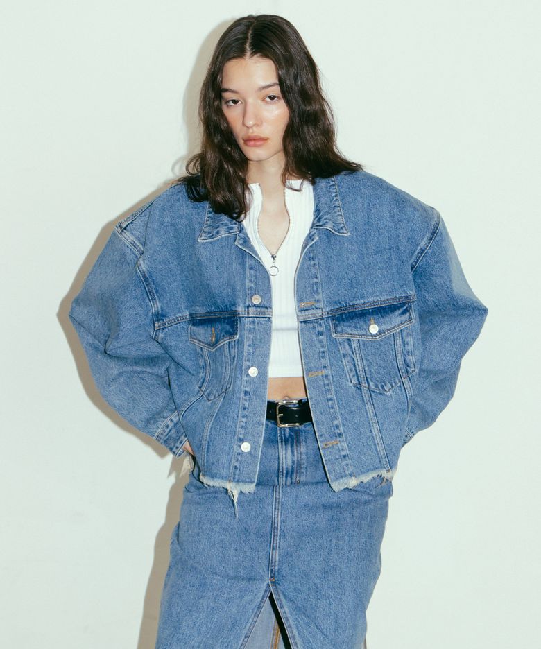 칼 오버사이즈 데님 자켓