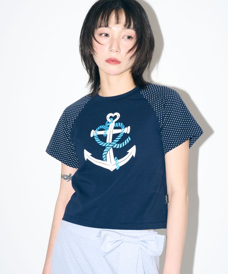 하트 앵커 래글런 티 [네이비]