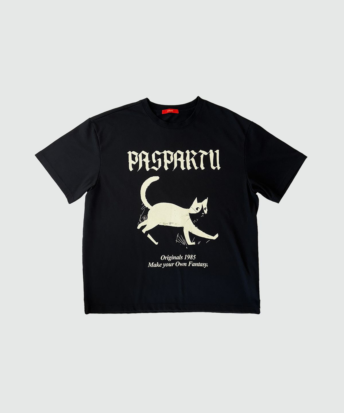 파스파르투(PASPARTU) 캣츠아이 그래픽  반팔 티셔츠 블랙