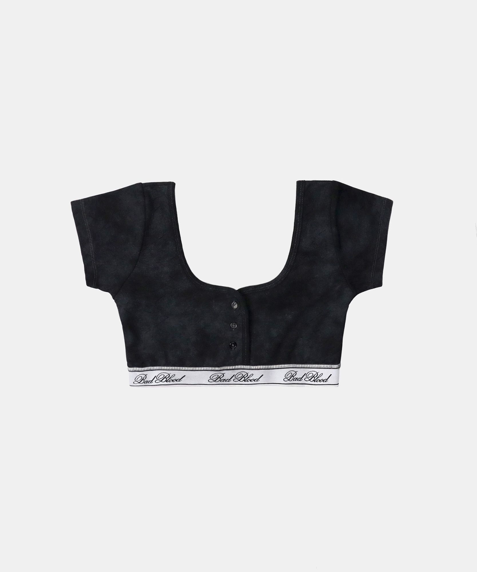 BADBLOOD ♥ Classic Logo 1/2 Tee Bra /追跡付 MUSINSA公式 | BADBLOOD Classic Logo 1/2 Tee Bra - Dusty Black