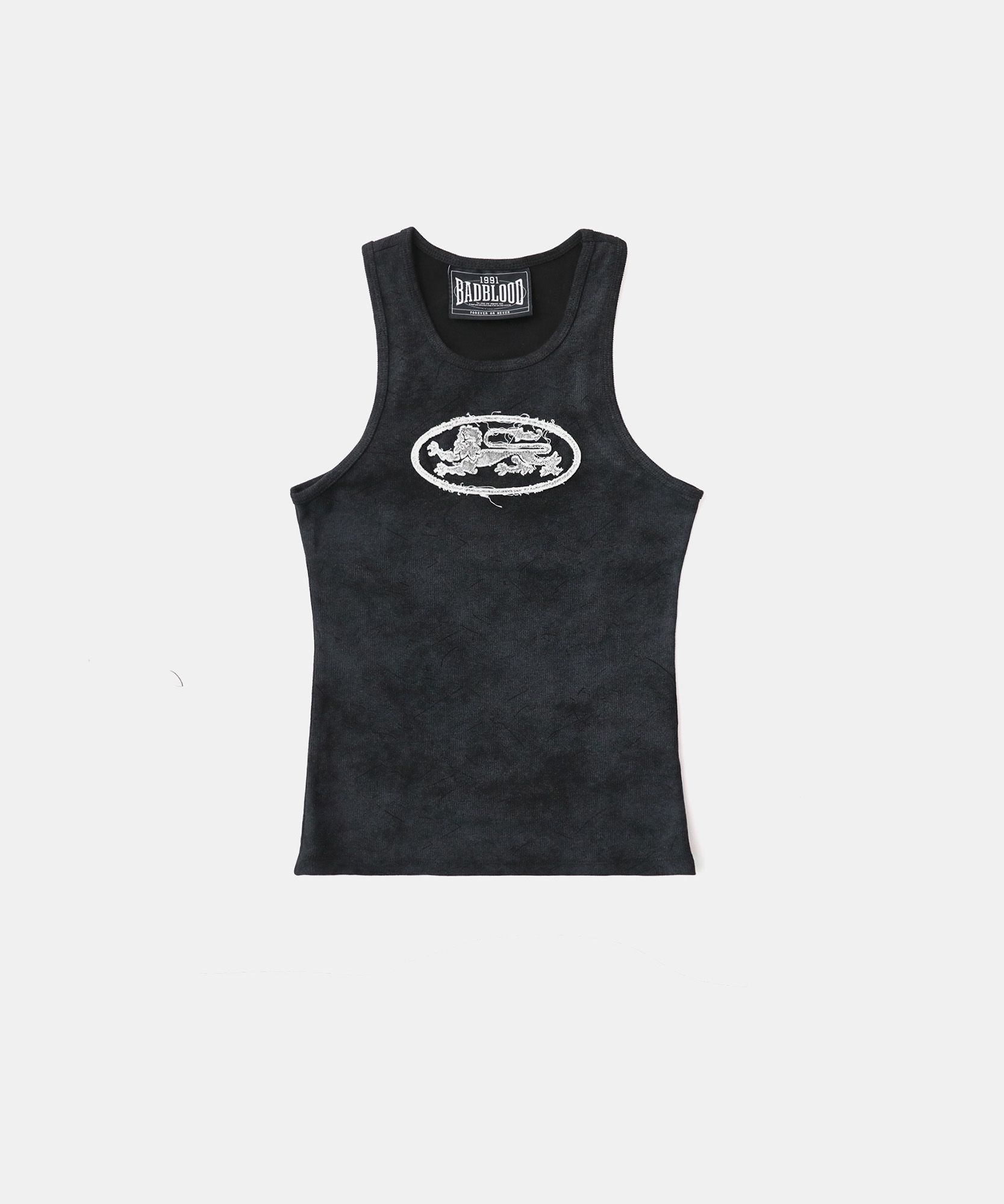 MUSINSA | BADBLOOD Lion Patch Tank - Washed Black