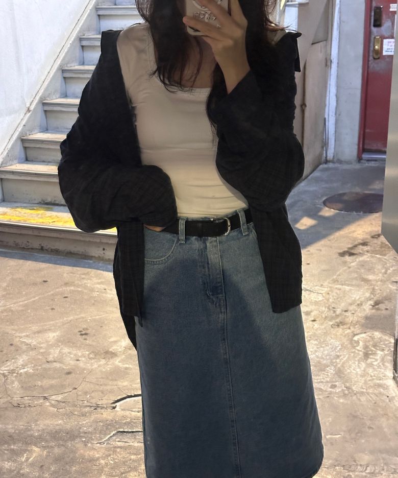 라운드 스퀘어 버클 벨트 (BLACK)
