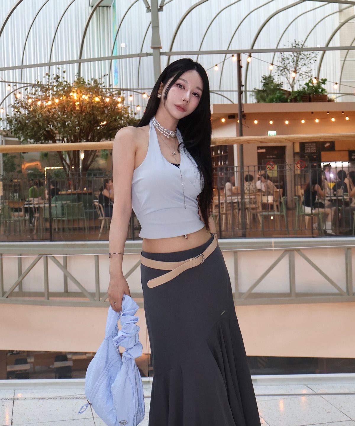 레이디 볼륨(LADY VOLUME) 라운드 스퀘어 버클 벨트 (BEIGE)