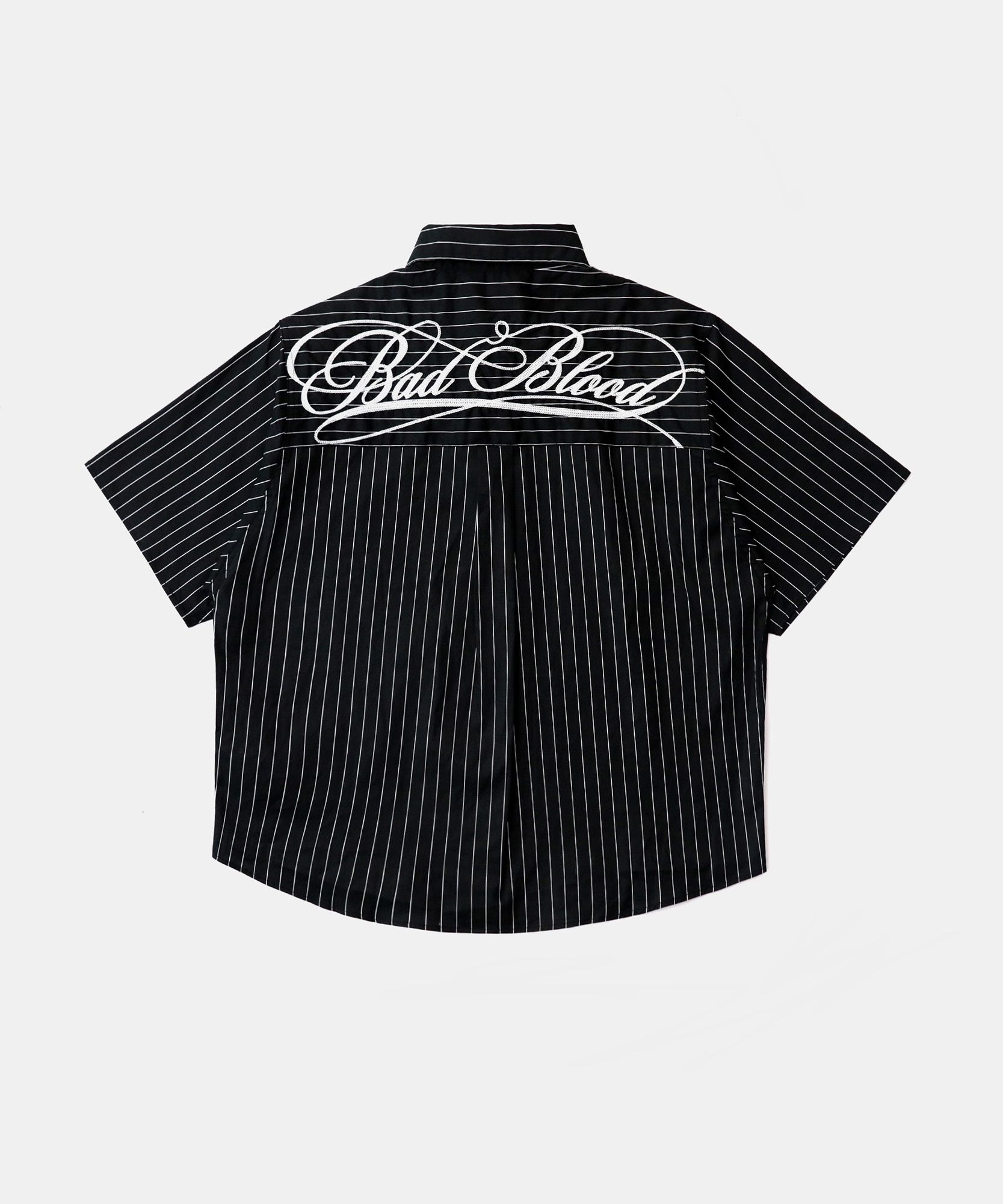 BADBLOOD]Dark Classic Short Sleeve Shirt - Black/Stripe