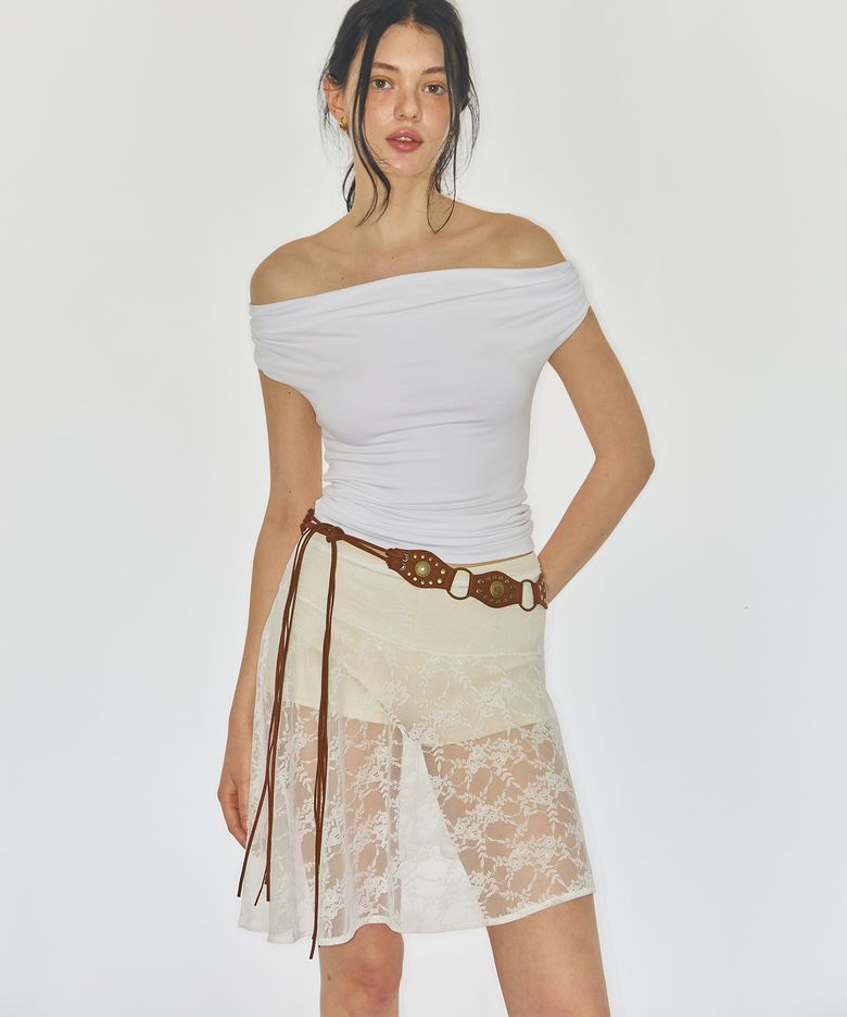 MESH LACE SKIRT / WHITE