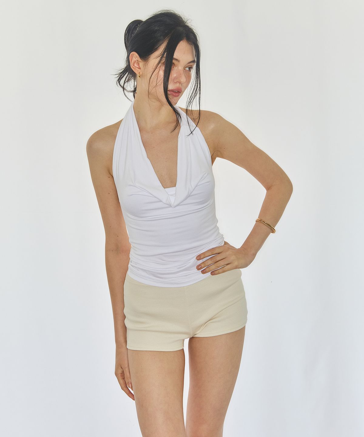 유히리(YUHEELEE) BASIC RIBBED SHORTS / CREAM