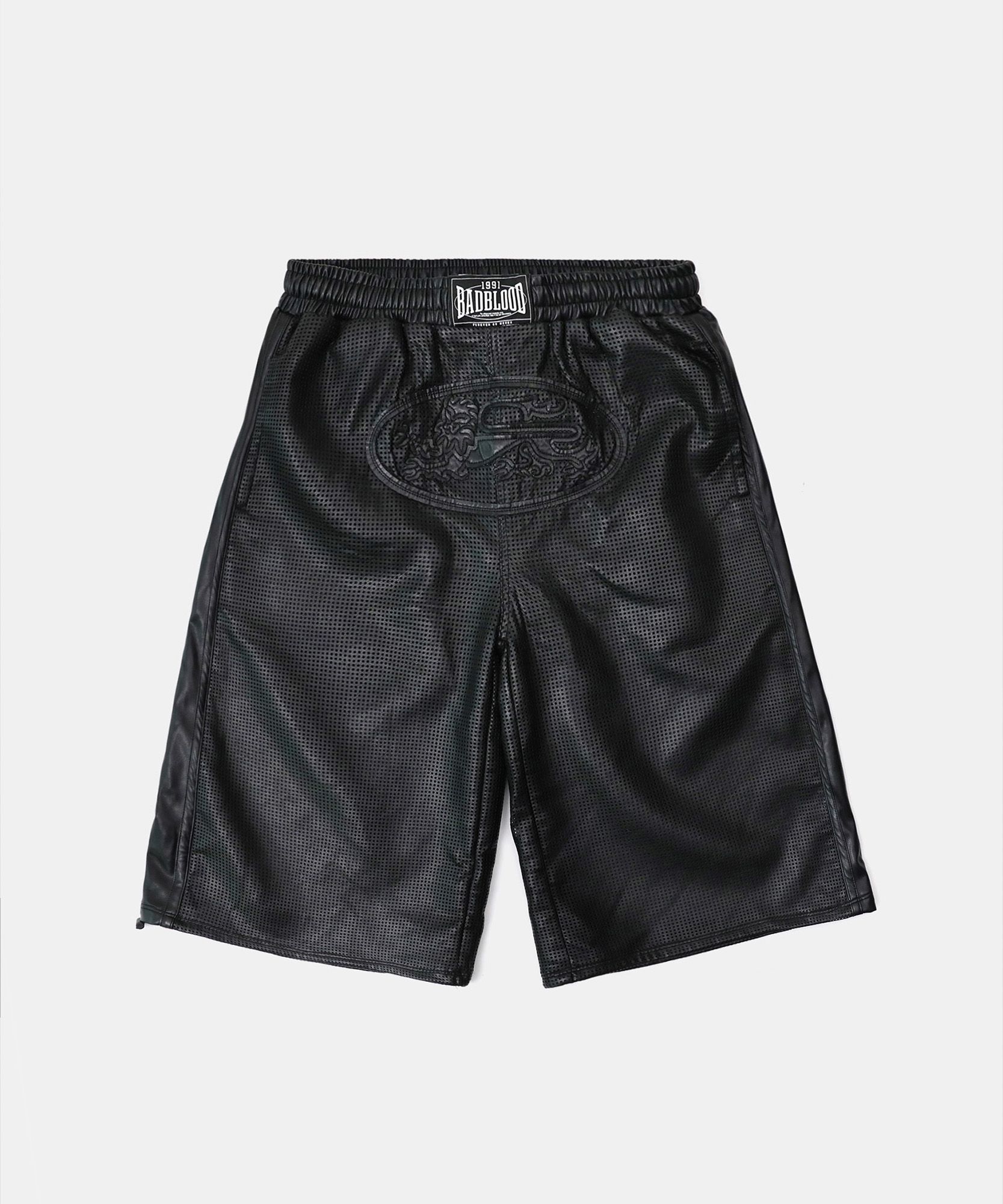 ★BADBLOOD★ Perforated leather long bermuda pants black w-s MUSINSA | BADBLOOD Perforated Leather Long Bermuda Pants - Black