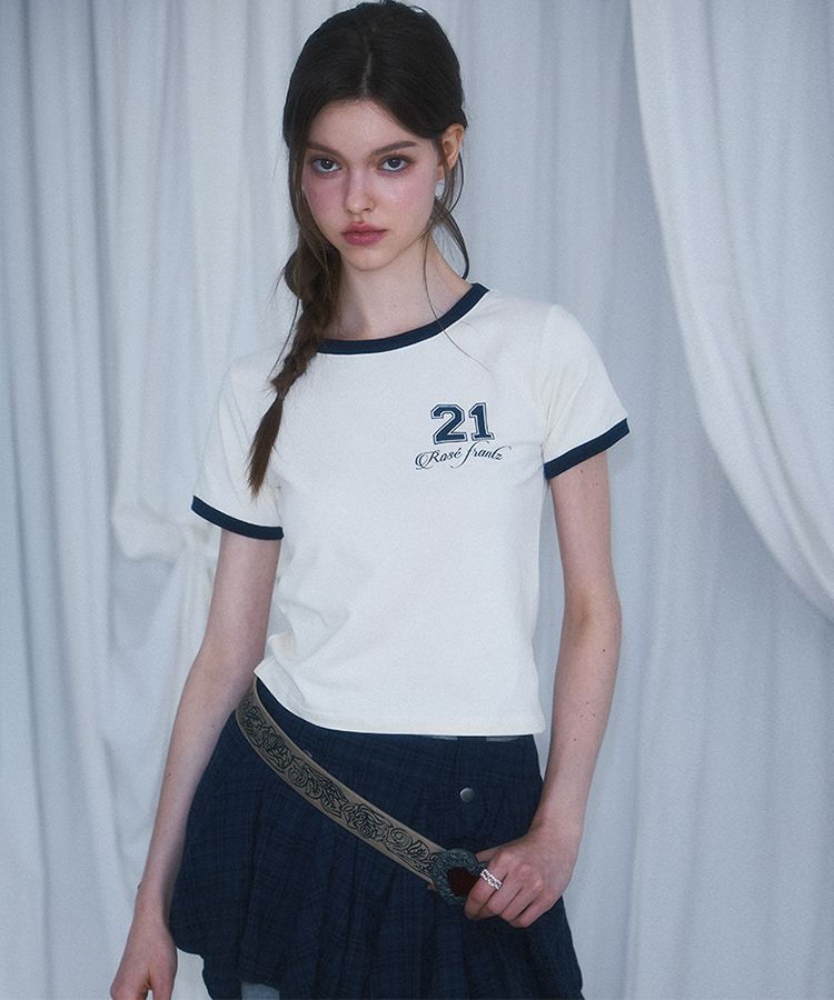 Rose Frantz ♥ No.21 Ringer T-shirt /追跡付 MUSINSA | ROSÉ FRANTZ No.21 Ringer T-shirt [Cream]