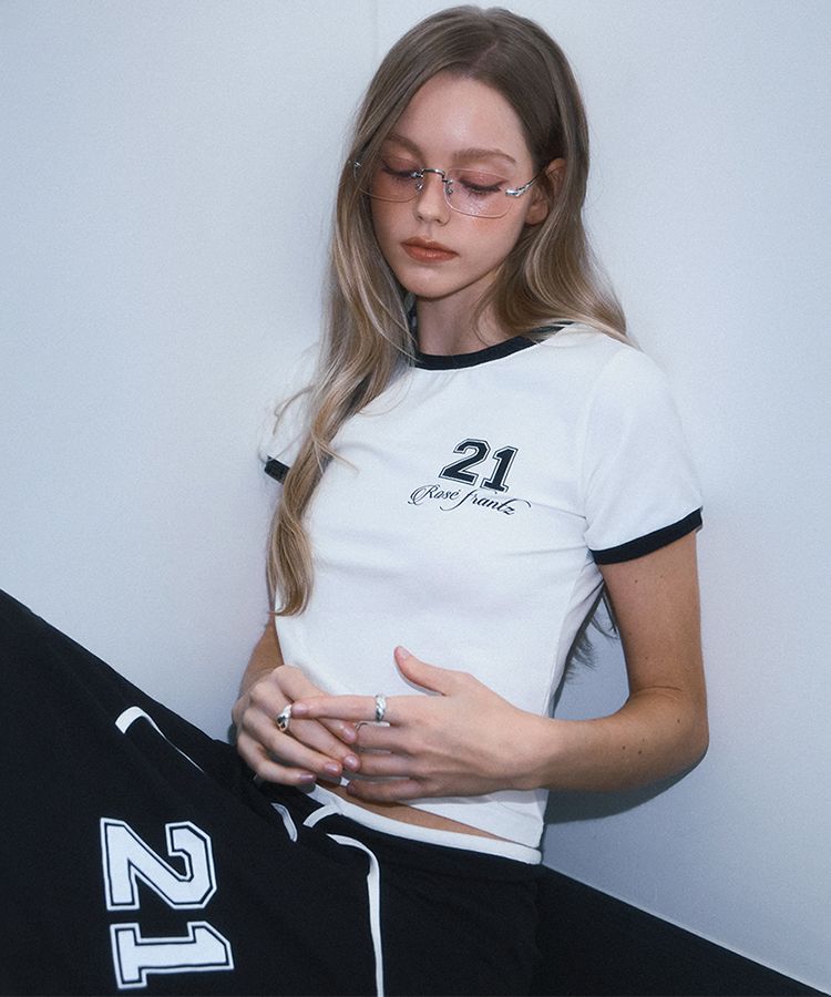 Rose Frantz ♥ No.21 Ringer T-shirt /追跡付 MUSINSA | ROSÉ FRANTZ No.21 Ringer T-shirt [White]