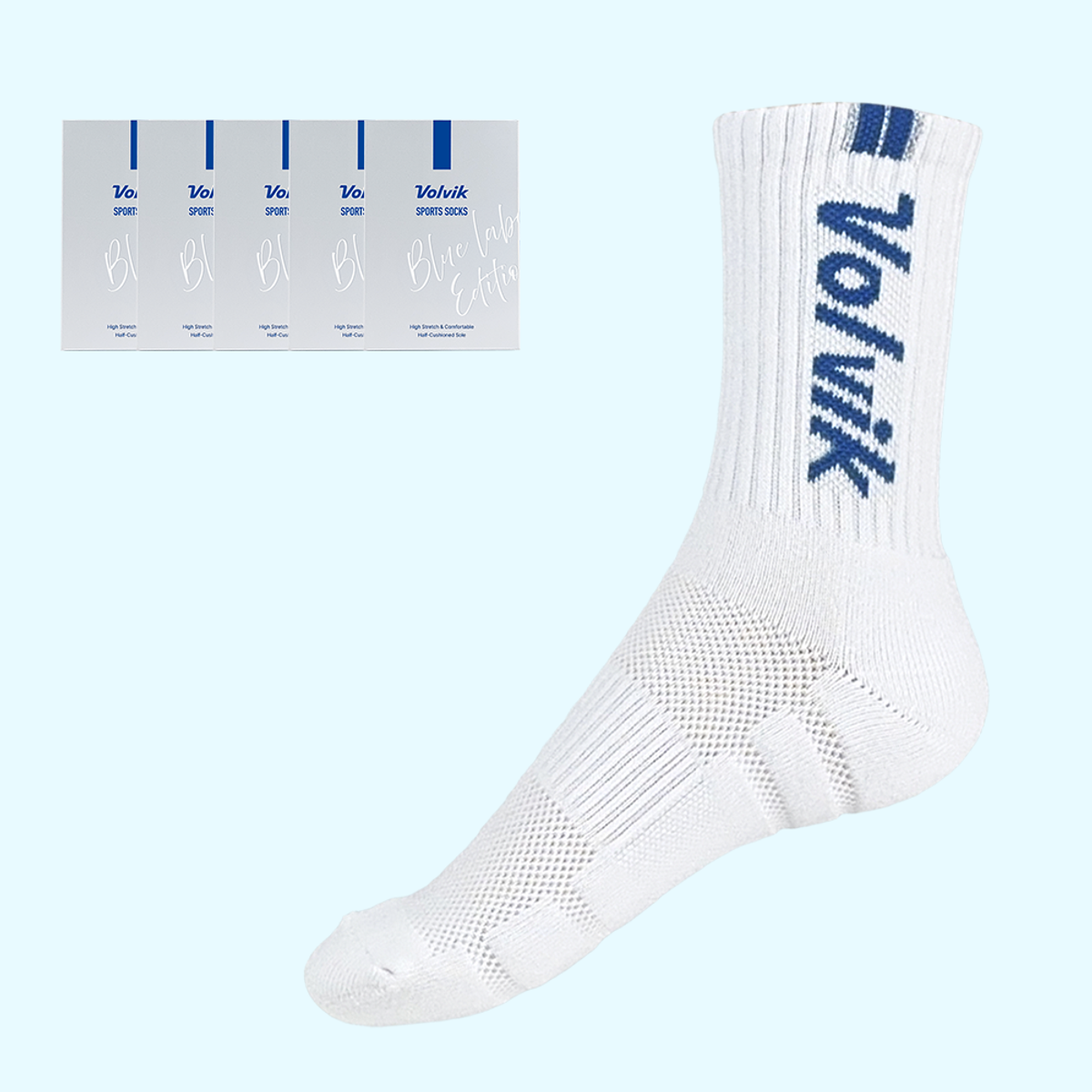 볼빅(VOLVIK) AXIA 블루라벨 남성 중목 스포츠 골프 양말 기능성 5세트