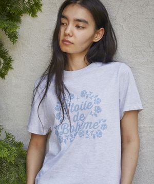 보헤미안 스타 그래픽 티셔츠 [화이트 멜란지]