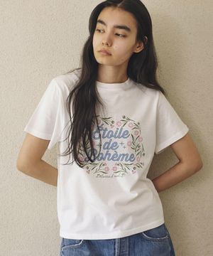 플로럴 그래픽 모달 티셔츠 [화이트]