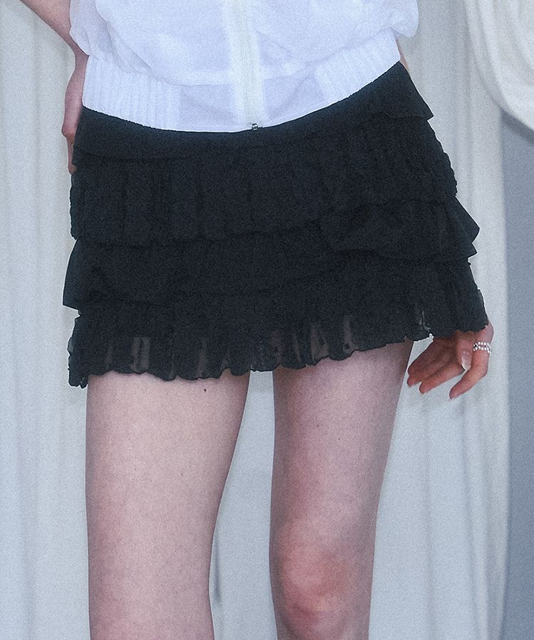 MUSINSA | ROSÉ FRANTZ Cancan Ruffle Mini Skirt [Black]