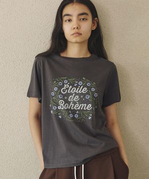 플로럴 그래픽 모달 티셔츠 [차콜]