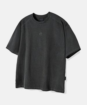 헤비 피그먼트 디테일 오버핏 반팔 티셔츠 (차콜)