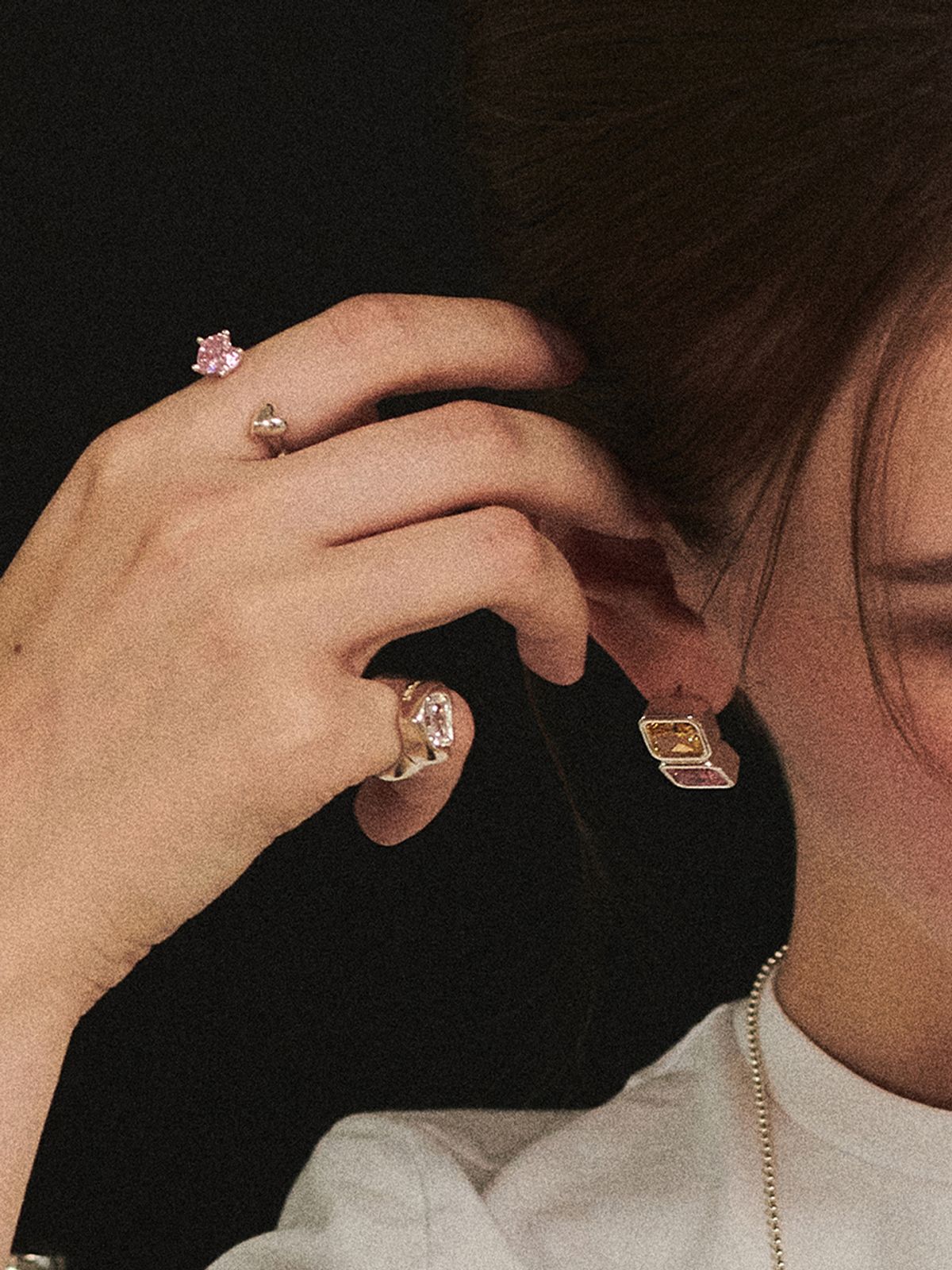 피코먼트(PICOMENT) #006 Heart Cubic Zirconia Open Ring _ Pink